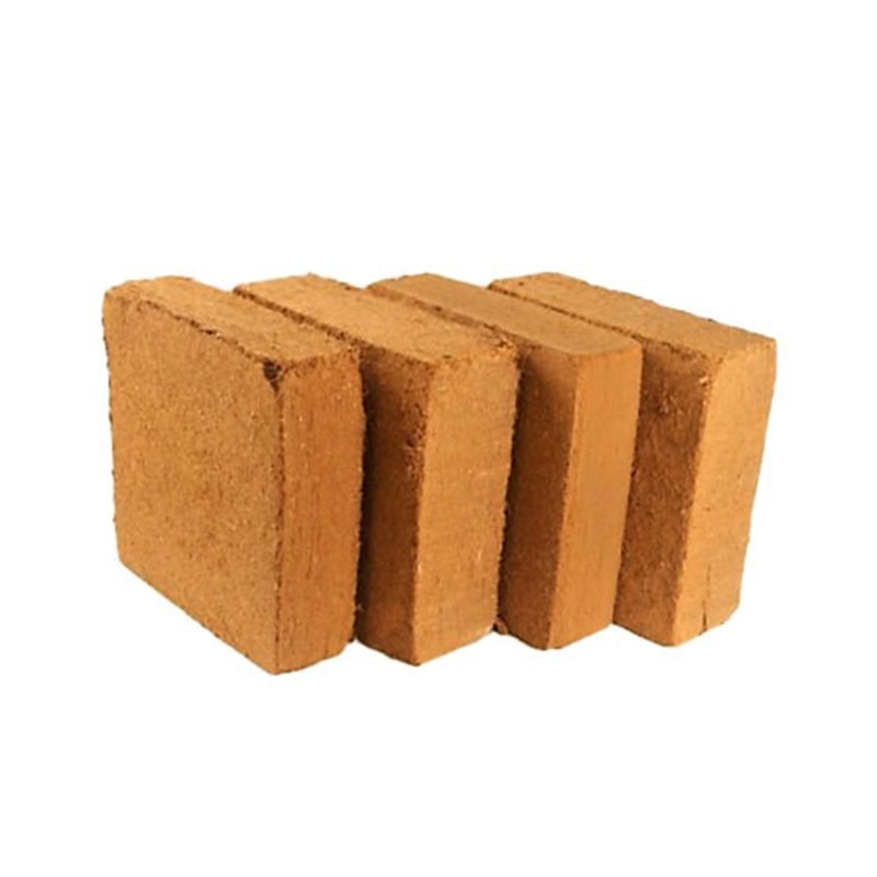 Four compressed 5 kg coco peat blocks