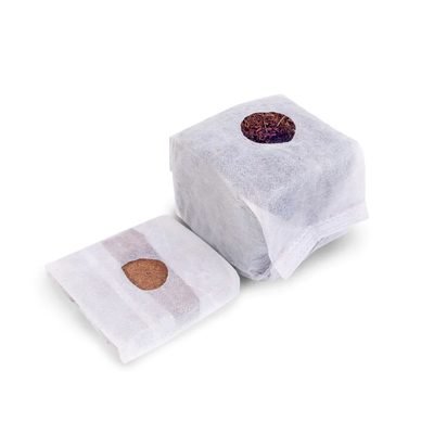 Wrapped coir propagation cubes, compressed and expanded