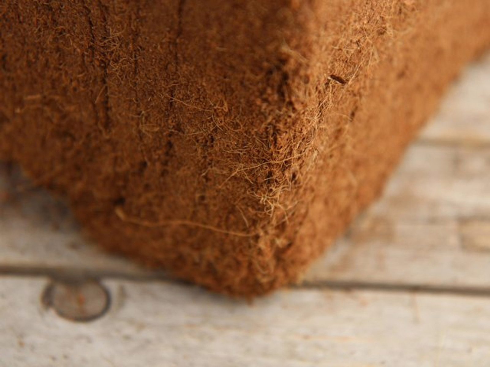 Close-up of a compressed coir block